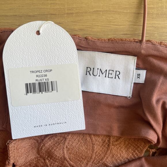 NWT Rumer x Revolve Tropez Crop Top in Rust Floral Lace Crochet Size Small - Picture 3 of 6
